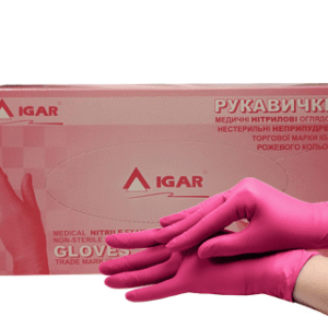 Рукавички медичні НІТРИЛОВІ оглядові рожеві IGAR | 50 пар/уп