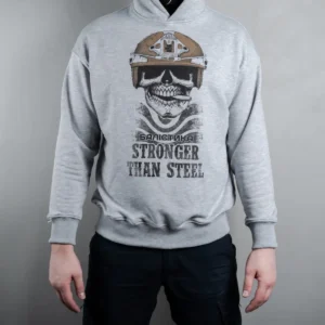 Худі «Череп» Меланж сірий (Stronger than steel)