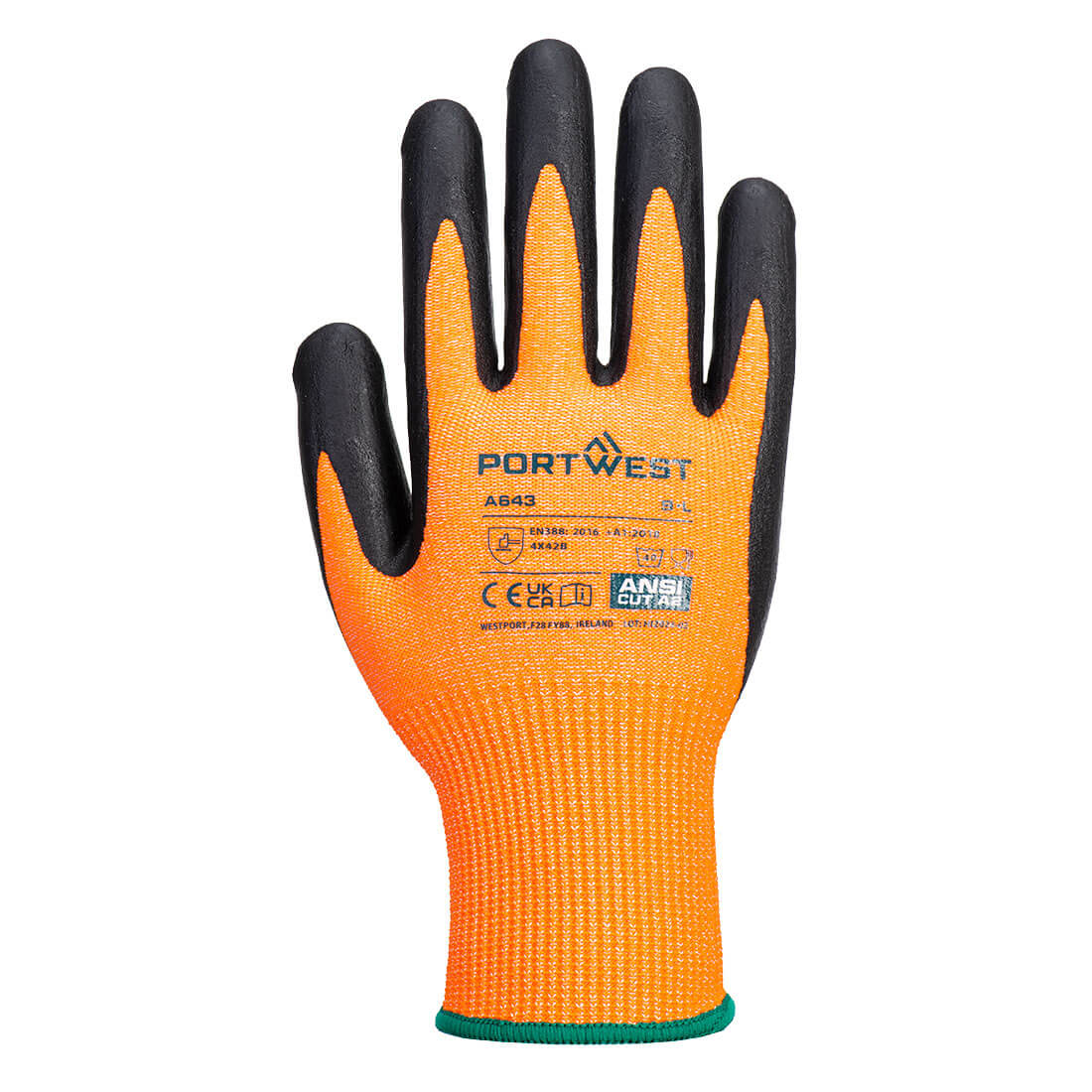 Рукавички Portwest A643 Amber Cut порізостійкі нітрилові Рукавички Portwest A643 Amber Cut порізостійкі нітрилові